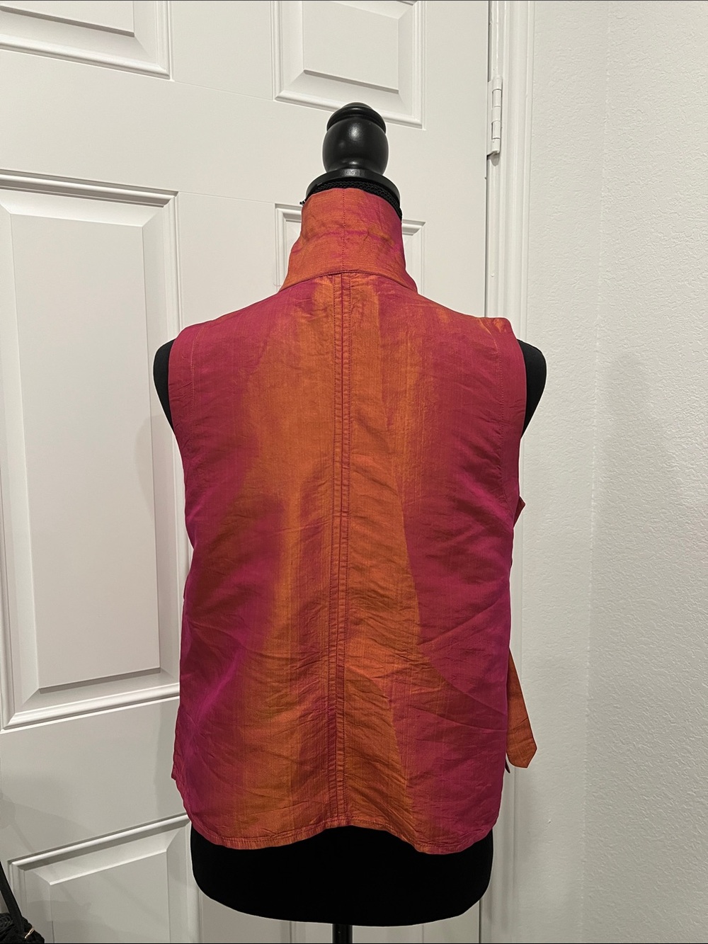 Sleeveless Wrap-Front Top in Pink chrome Sz 2 (item 001) - Picture 4 of 8